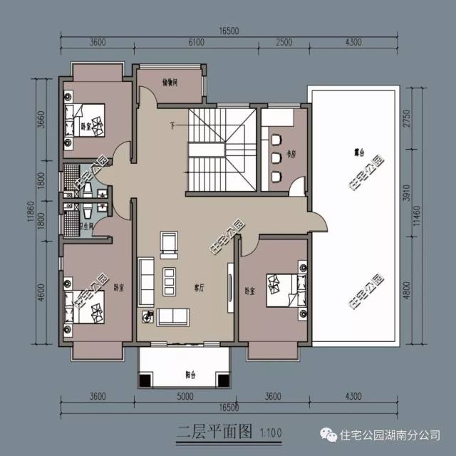 11×16米飘窗 大露台,坐南朝北青灰色复古美墅