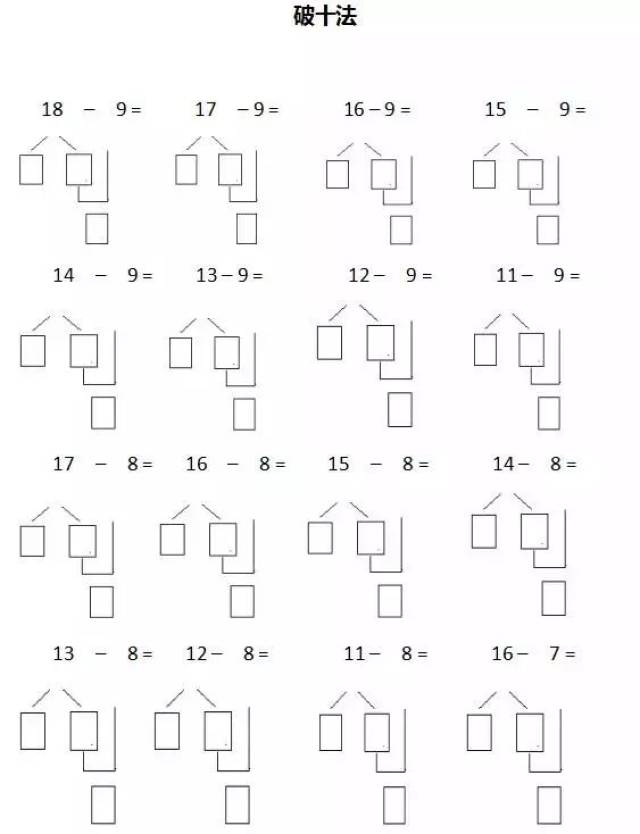 小学数学加减法口诀,凑十法和破十法让计算变简单,后有计算练习