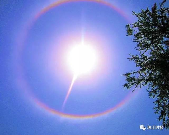 佛山上空惊现"天空之眼",太阳戴上了光环!