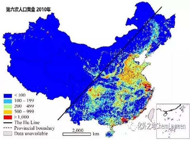 胡焕庸线两侧人口分布