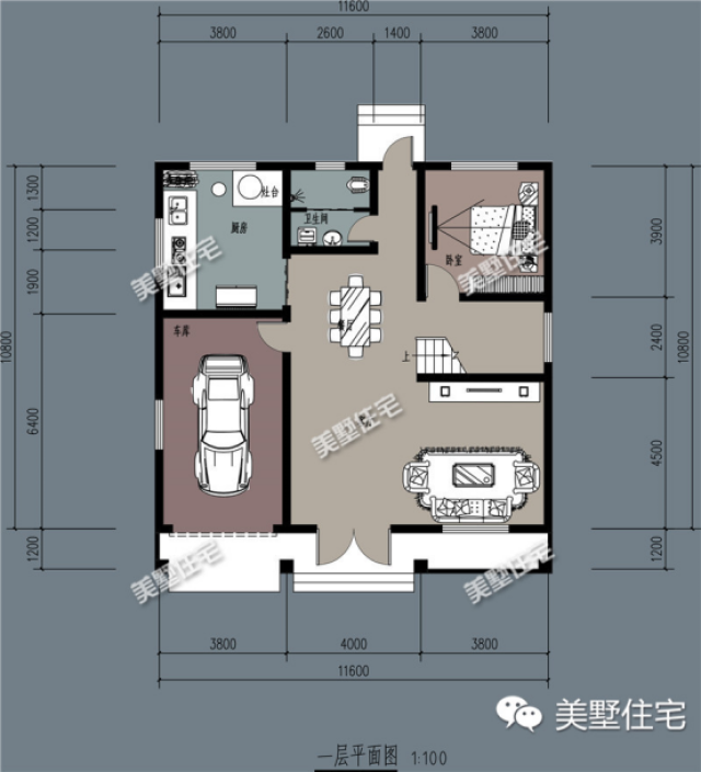 还有一个灶台,又有现代化厨房,真的很贴心了 二层平面图 三室一厅加大