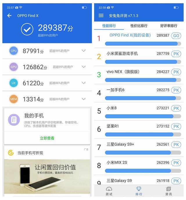 通过跑分来快速了解oppo find x的性能表现