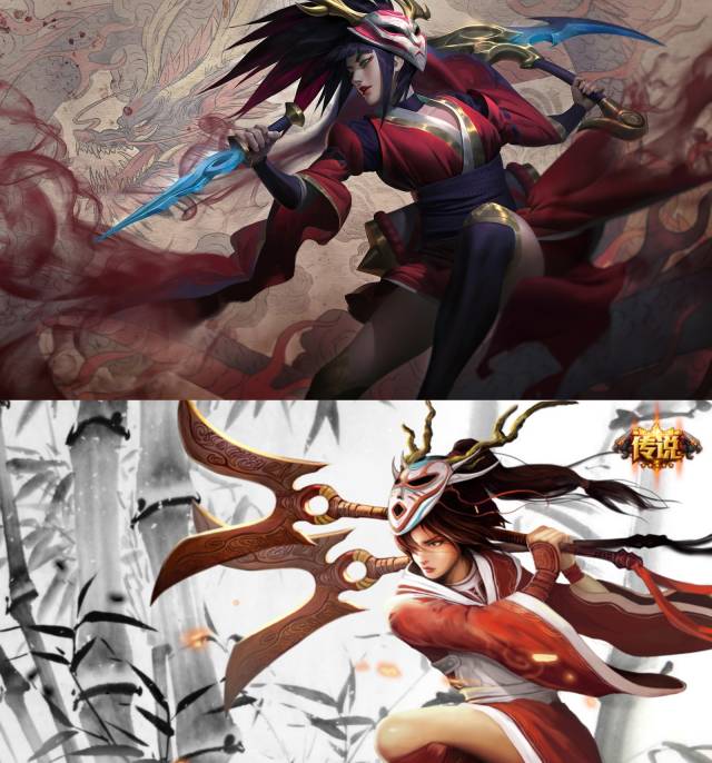 lol新版阿卡丽皮肤原画对比,变丑了还是变美了?绯红要