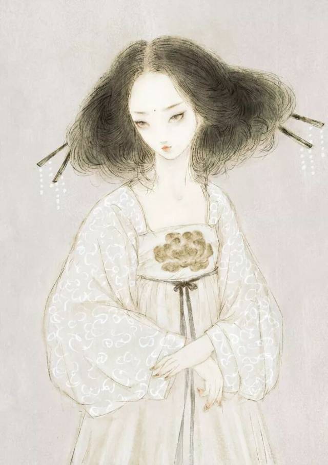 插画师mandaravaaaaa,笔下的古风美女清瘦淡雅,自成风味