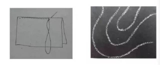 卷针缝绞法:利用针与布的卷缝可得到斜线的点状纹样