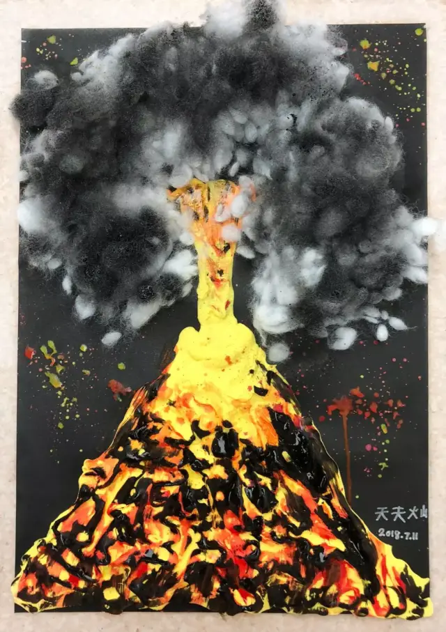 兰台实验绘画课之火山喷发:一幅儿童画可以蕴含多少美术乐趣