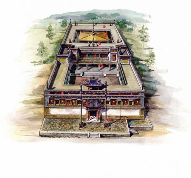 精美的中国古建筑手绘图