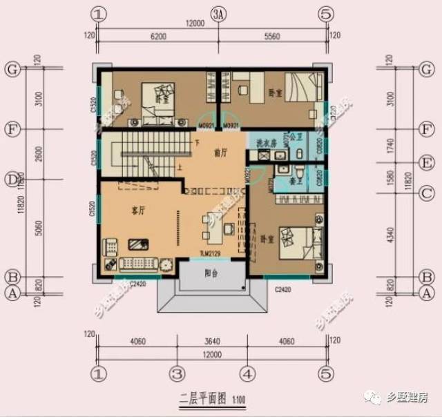 一层平面图 两室一厅设计,入户平台作为缓冲区间,方便生活,屏风不仅