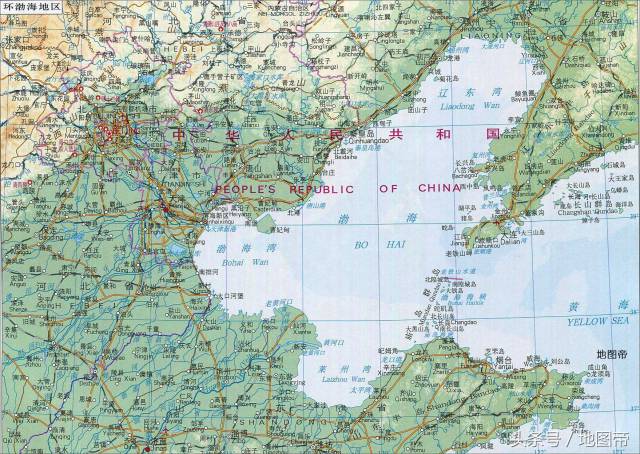 辽东半岛的老铁山与山东半岛北岸的蓬莱角间的连线即为渤海与黄海的图片