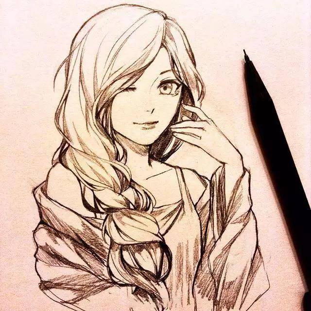 普通自动铅笔能画素描吗?看看这些手绘的漂亮小姐姐你