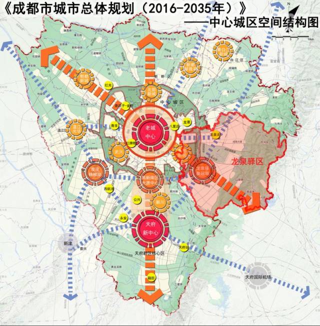 去年底,龙泉驿四级规划体系曝光, 明确提出 "一山一芯一轴三片" 的