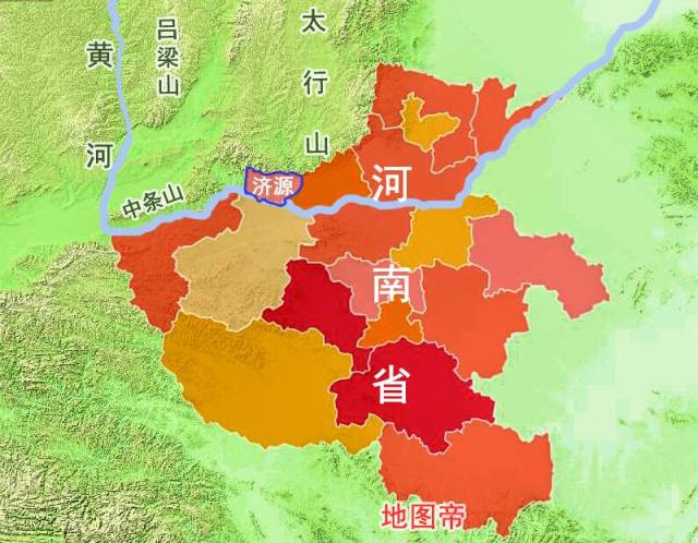 如果从行政级别上来看,济源市和河南省其他17个地级市是有区别的.图片