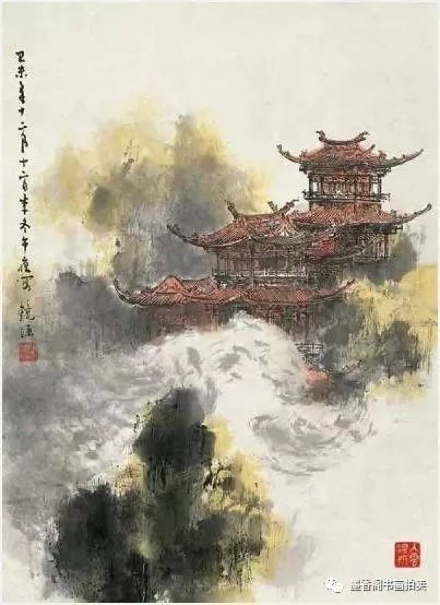 空灵神巧|何镜涵的写意楼阁山水画