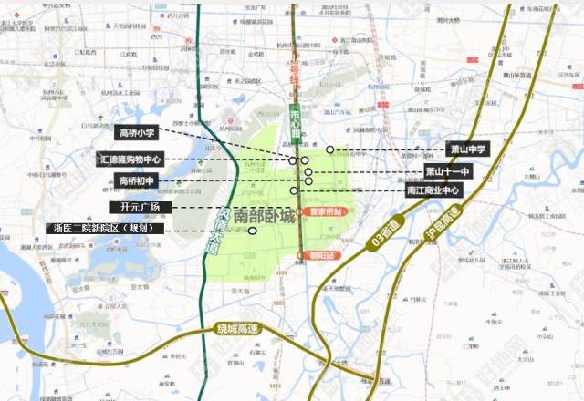 医疗方面:即将引入的——浙医二院新院区,规划面积500亩,届时南部卧城