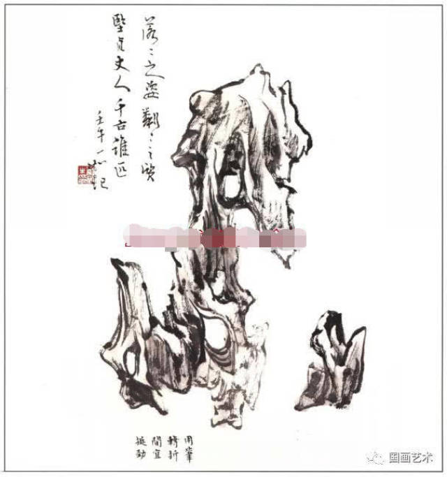 花鸟画中石头的画法详解,画石的几种常用皴法教程,芥子园石谱图解