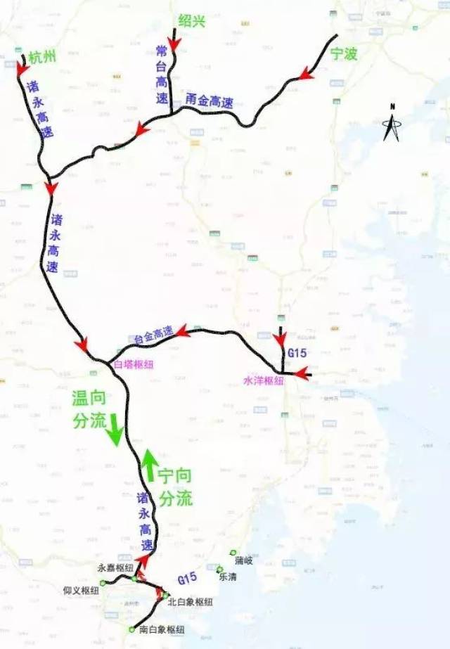 温州往宁波,杭州的过境车辆绕行线路:g沈海高速——温州绕城高速—