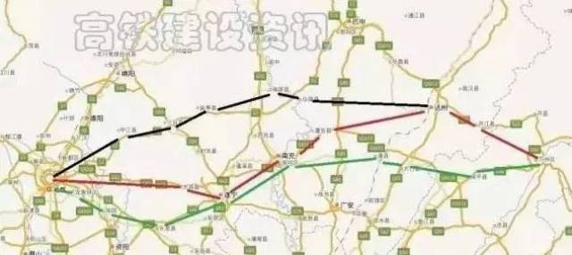 成南达万高铁,有三条线路方案可选 北线方案:从成都到金堂,中江,三台