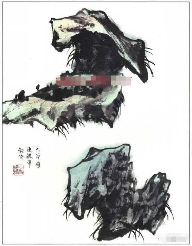 花鸟画中石头的画法详解,画石的几种常用皴法教程,芥子园石谱图解