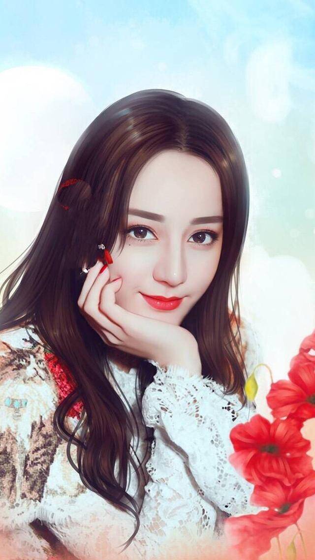 9张手绘的迪丽热巴手机壁纸:唯美,高清