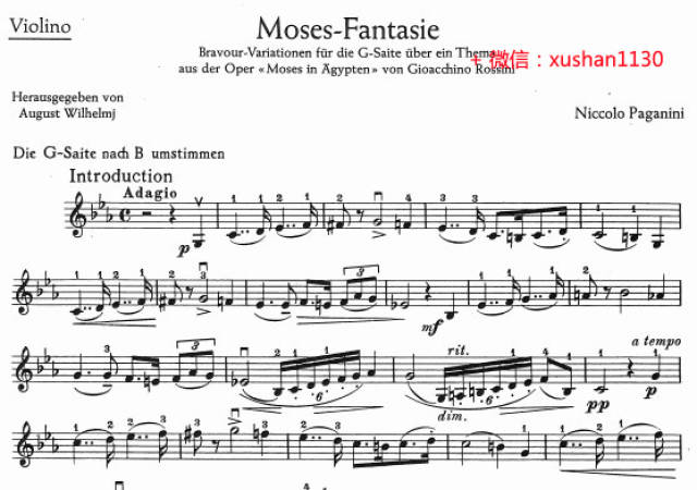 摩西幻想曲 帕格尼尼(小提琴独奏谱+钢琴谱)