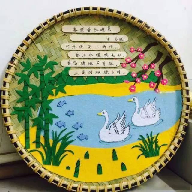 簸箕绘画教程 其他作品展示 竹编产品适用范围广,适合绘画,涂鸦,装饰