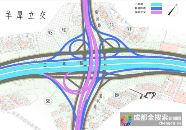 羊犀立交 总体布置平面图