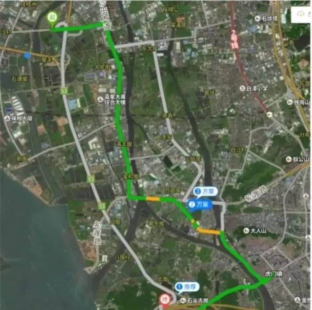 选择威远收费站上高速 沙田互通→进港北路→沙田大道→轮渡路→稔洲