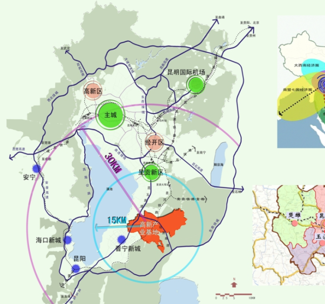 (经开区区位图) 经开区作为地处昆明主城,呈贡新区和空港经济区3大新