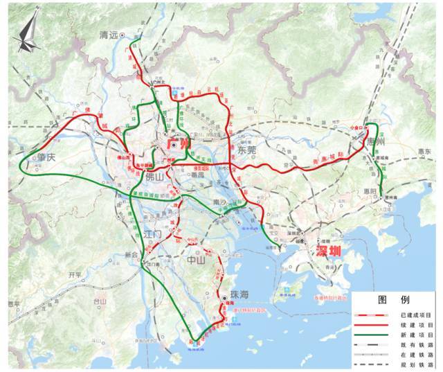 广东城际铁路网"十三五"规划示意图