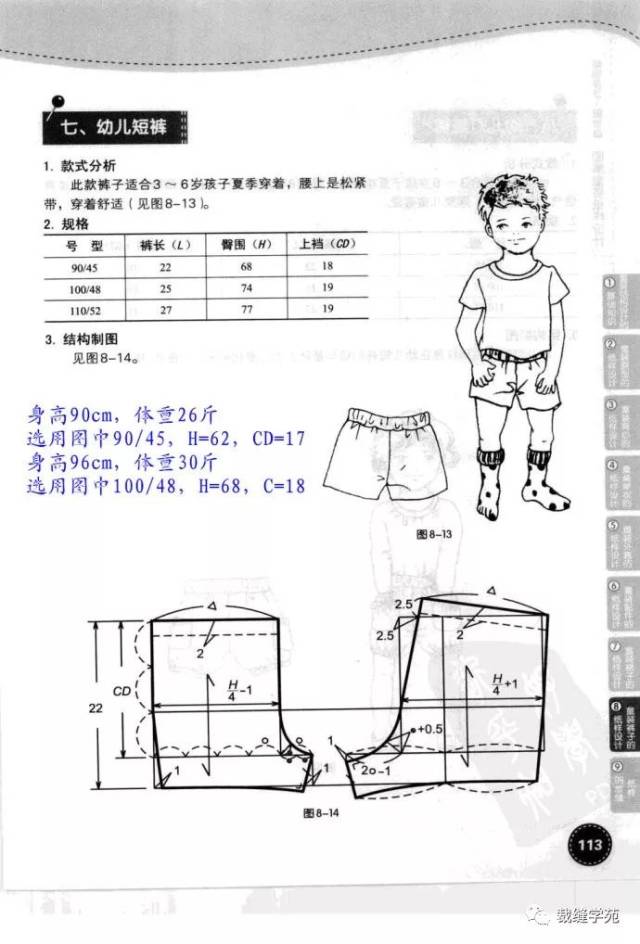 【推荐】各式儿童短裤 裁剪图