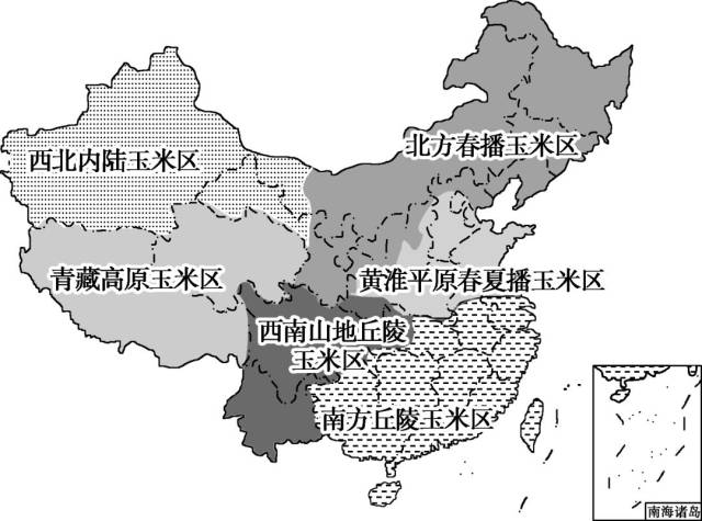 a 2.b 3.c 读我国玉米分布图,回答4～5题.