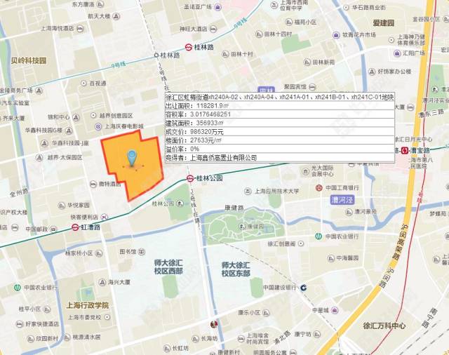 6亿竞得徐汇区虹梅街道商住办地,楼面价27633元/㎡