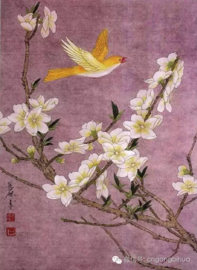 工笔桃花画法与线描画谱