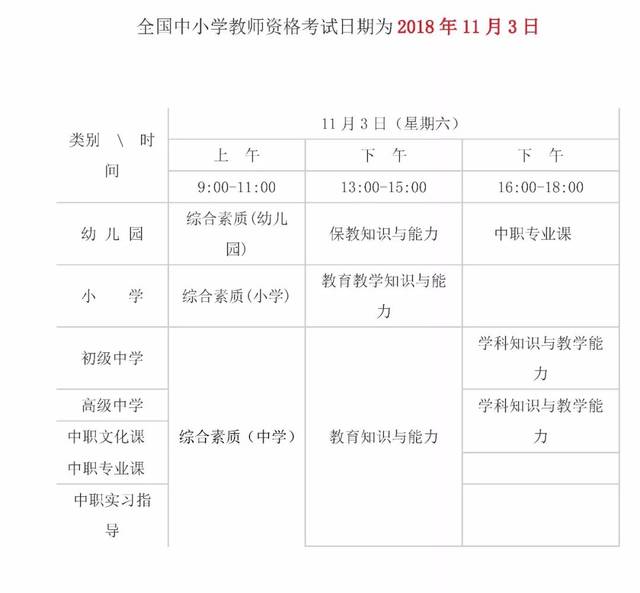 2018全国中小学教师资格证考试日期已确定