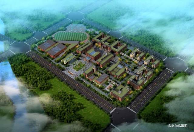 福州三中滨海校区教学楼沿街透视图