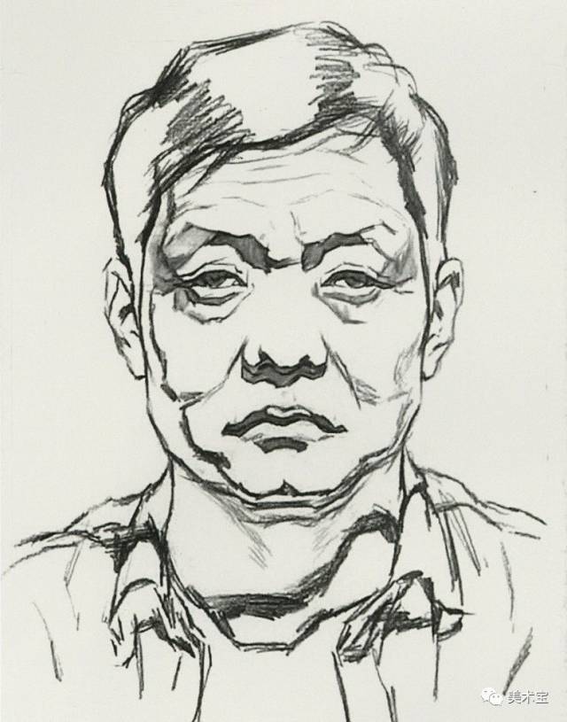 素描头像|男中年正面及侧面