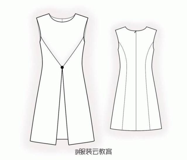 10款简洁款连衣裙的效果图 款式图 制版图