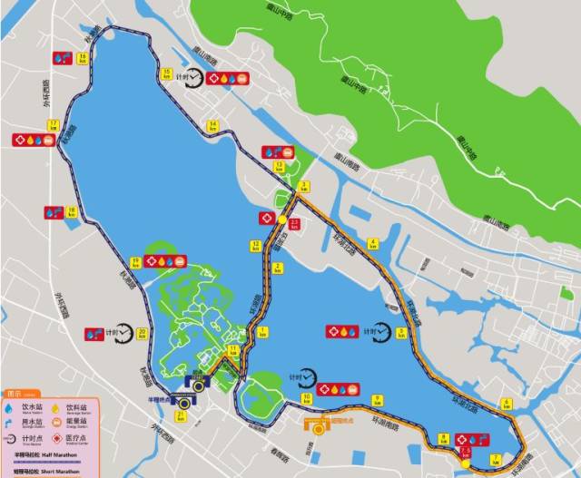 湖大堤→景秀园→东环湖→终点(宝钢边上往尚湖大道中段) 拟定路线图