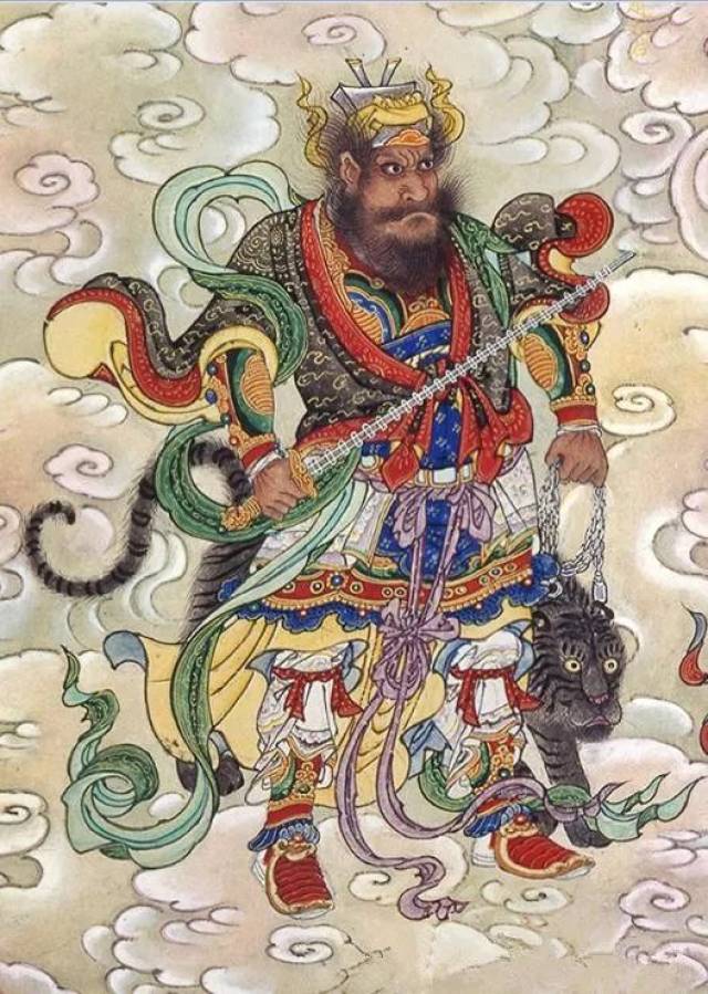 嘉靖年壬寅年沈贵妃施绘制的工笔重彩王灵官像,由于任务比较突出典型