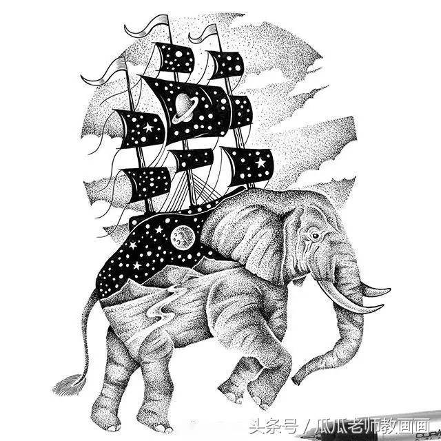 想象力天马行空,超精美的动物黑白插画,只要支针管笔就能画出来