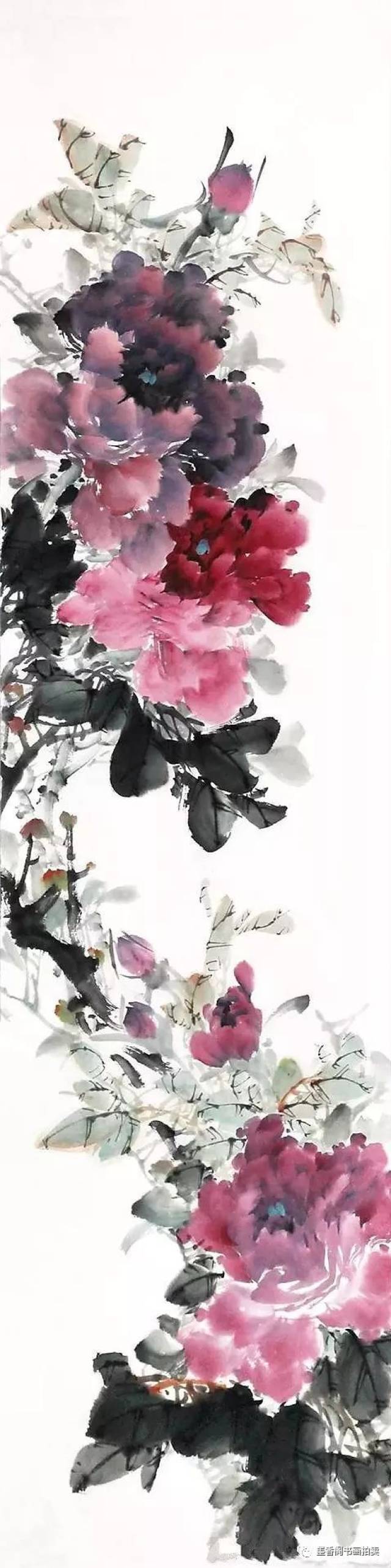 写意牡丹丨步骤教程条屏视频操作手机指南针国画图解图片