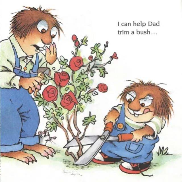 i can help dad trim bush 我可以帮助爸爸修理花草