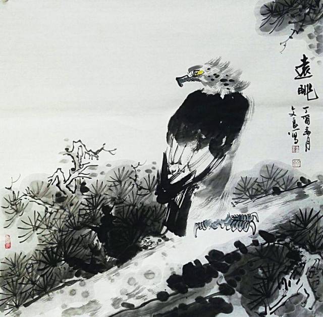 艺惠藏签约画家潘文良国画作品-鹰