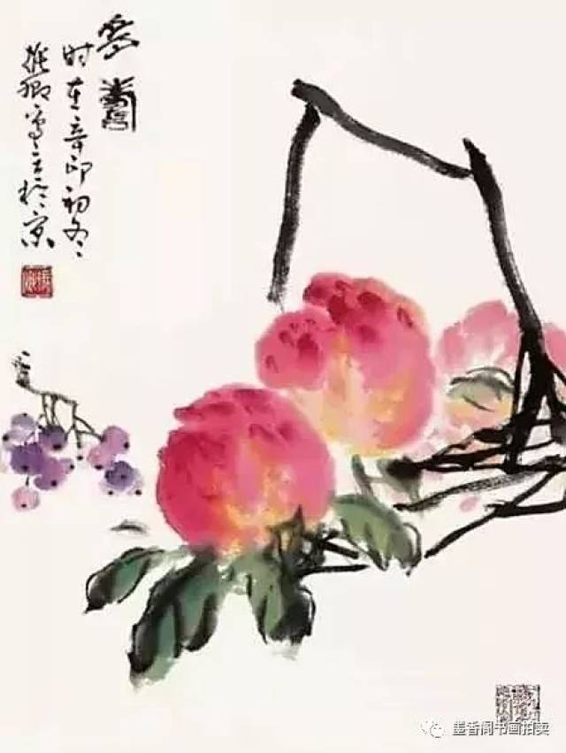 跟徐湛老师学写意花鸟画,桃子的画法