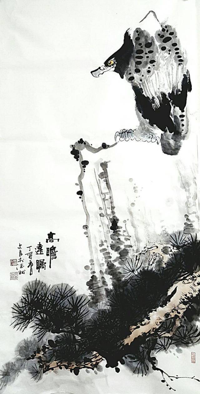 艺惠藏签约画家潘文良国画作品-鹰