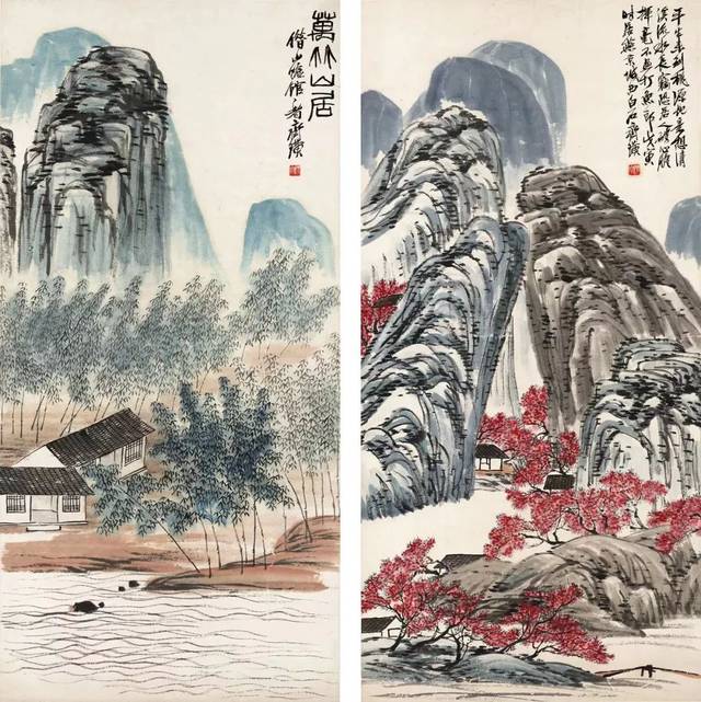 齐白石 《万竹山居》,《桃花源》