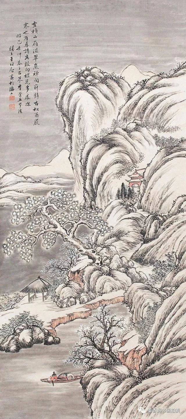王同愈的山水画,用笔雅秀,气韵浑朴,精工绝俗,不染一尘