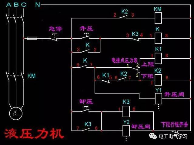 电路图 12,这是液压机电路接线图,工厂用的比较多,典型的有注