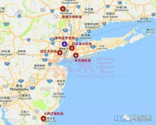 纽约都市区机场群示意图