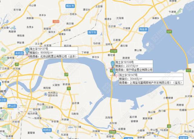 尖山新区-海土字18108号地块:海宁 绿金置业有限公司以6800万元竞得